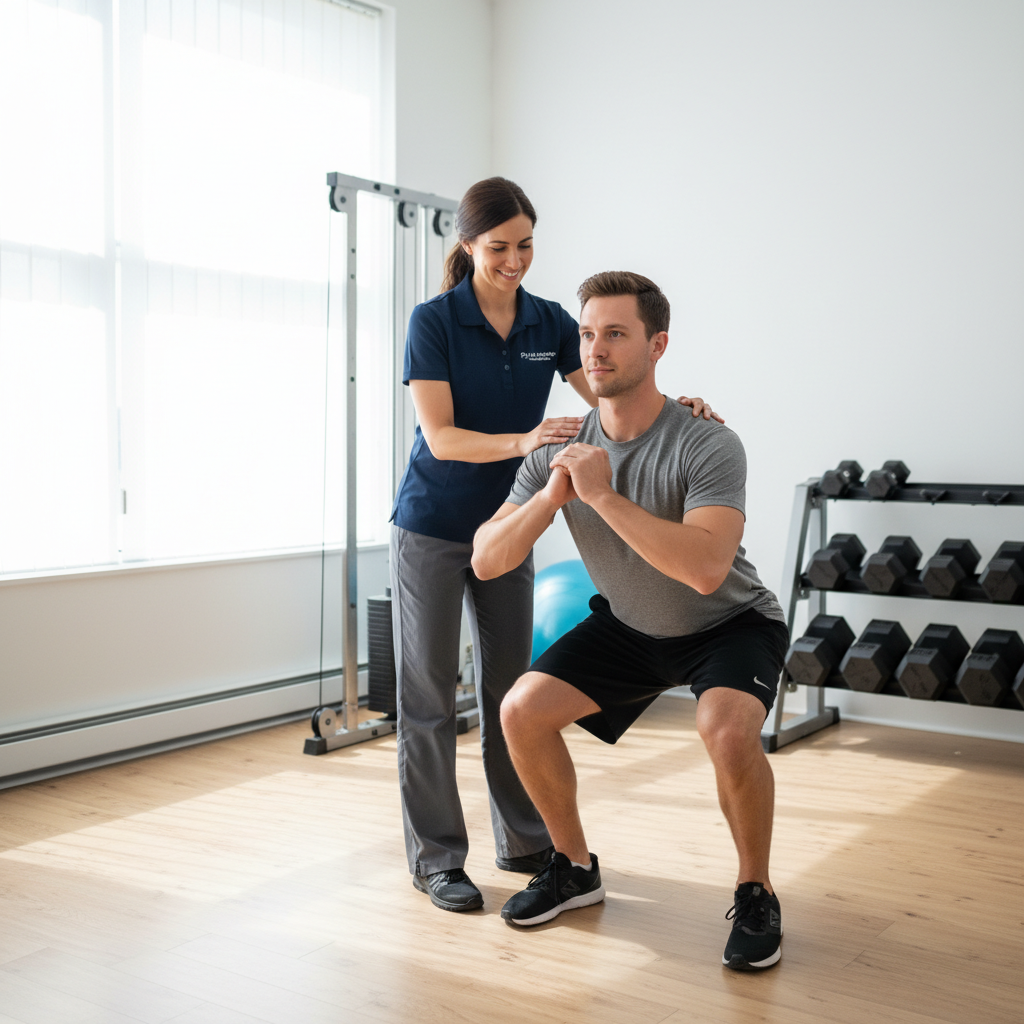 Patient performing post-surgical rehabilitation exercises with specialized physical therapist guidance in Narberth wellness center