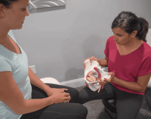 Patient working with a provider at a running gait analysis clinic in Philadelphia, PA