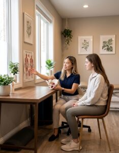  Patient working with a provider at a pelvic health physical therapy clinic in Philadelphia
