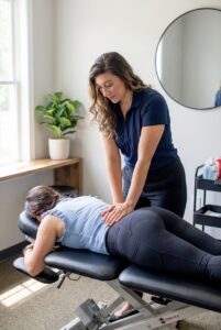  Patient working with a provider at a pelvic floor physical therapy clinic in Philadelphia