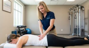 Patient working with a provider at a manual therapy clinic in Philadelphia